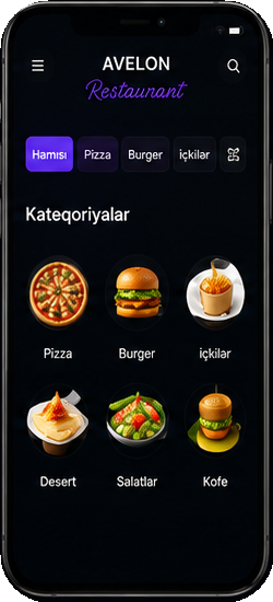 Menyu kateqoriyaları ekranı
