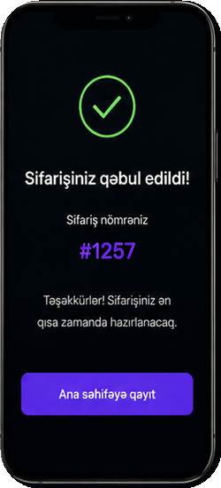 Sifariş təsdiqi ekranı